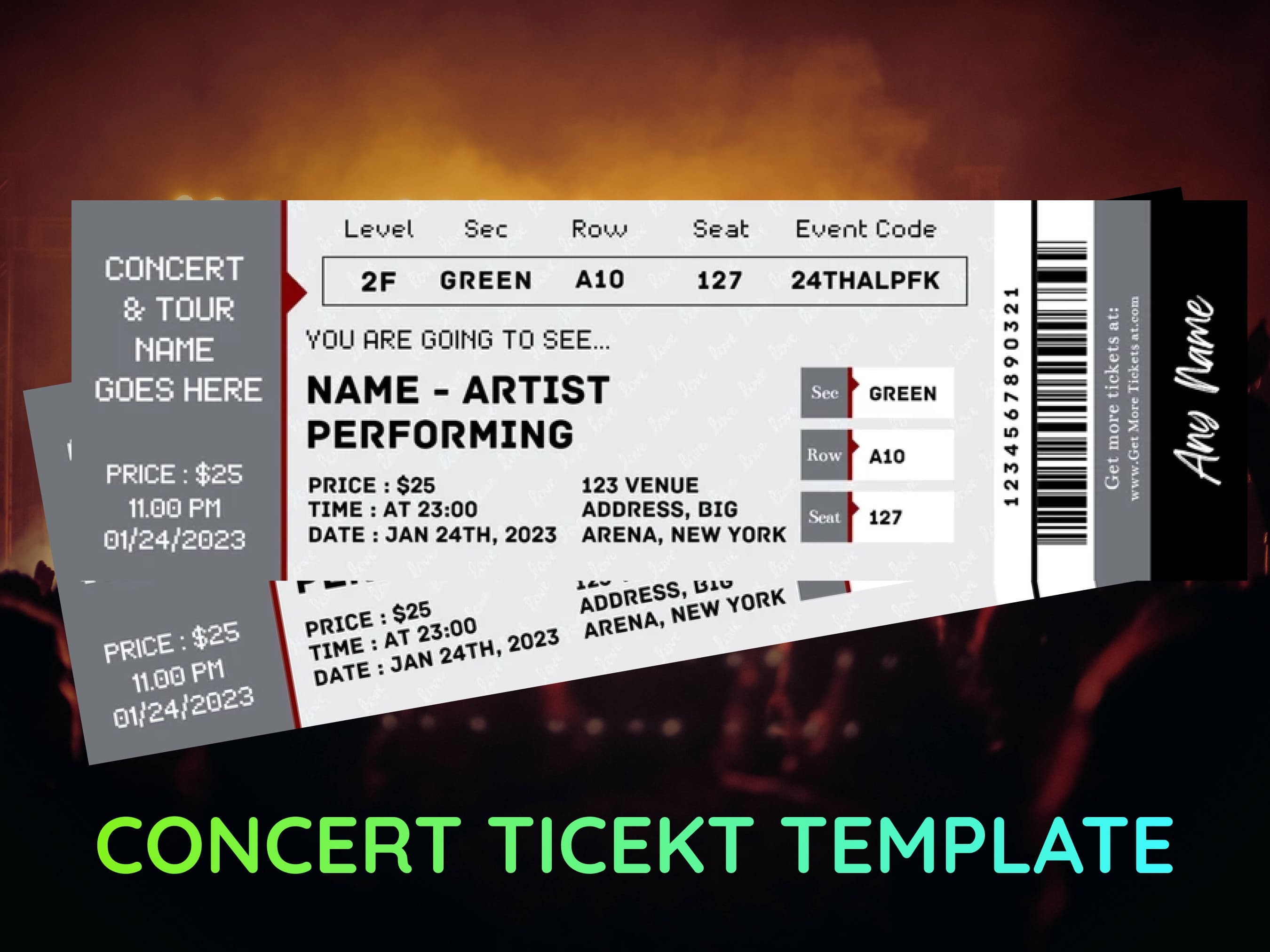 Create Custom Concert Tickets Concert Ticket Template, Editable Event Ticket Canva Template, Custom ...