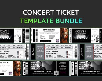 Concert Ticket Template Bundle, Editable Event Ticket Canva Template, Custom Concert Ticket Gift, Printable Concert Tickets Gift Idea