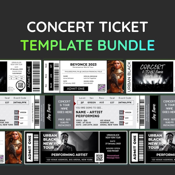 Concert Ticket Template Bundel, bewerkbare Event Ticket Canva Template, Custom Concert Ticket Gift, Printable Concert Tickets Cadeau Idee