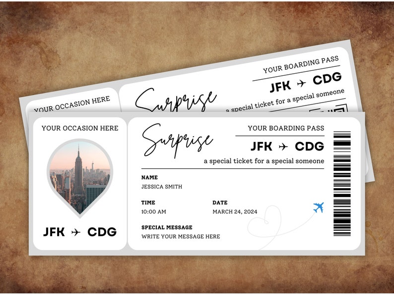 Editable Boarding Pass Template 4 Desings Printable Plane Ticket ...