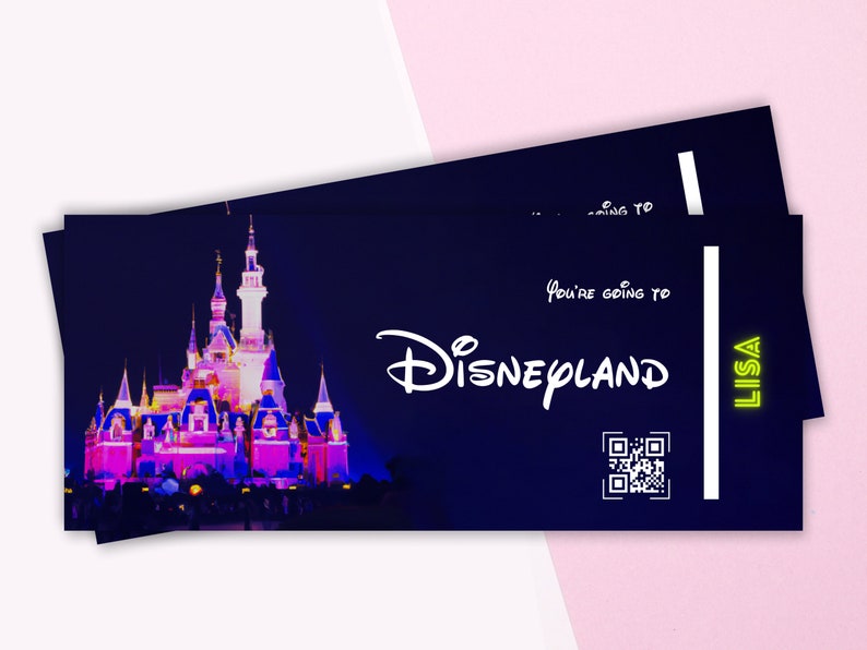 Disneyland Ticket Template Editable in Canva, Surprise Trip Reveal