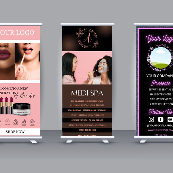 3 Different Retractable Banner Templates - Editable in Canva