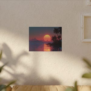Sunset Paradise Canvas Wall Art, Tropical Beach Decor, Vibrant Home Accent, Nature Lover Gift, Boho Wall Hanging