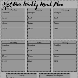 Meal Planner Worksheet
