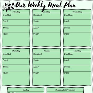 Meal Planner Worksheet