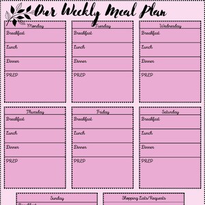 Meal Planner Worksheet