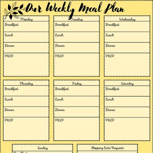 Meal Planner Worksheet