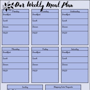 Meal Planner Worksheet