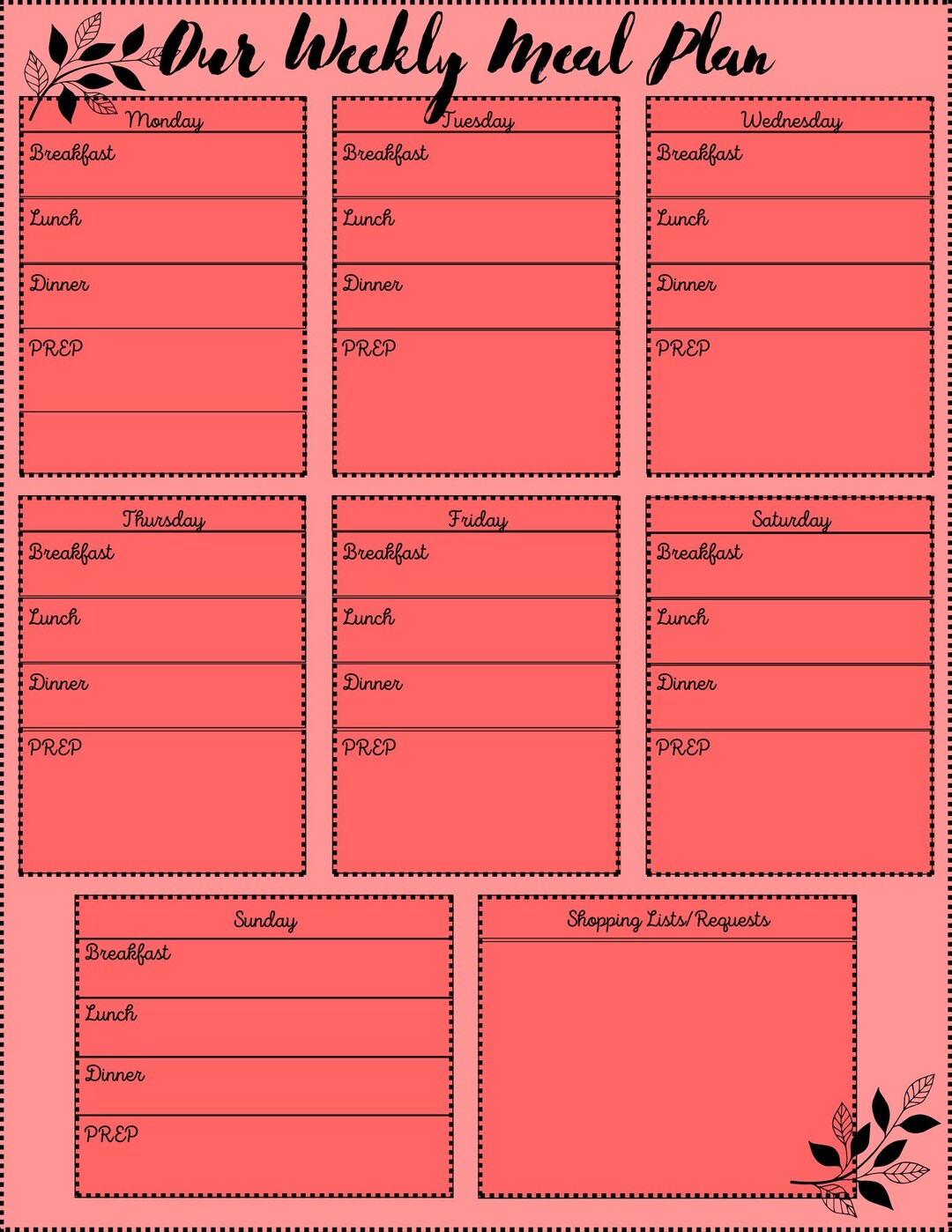 Bsa Meal Planning Worksheet Pdf Free