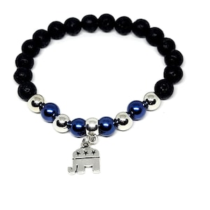 Republican Party Beaded Charm Stretch Bracelet