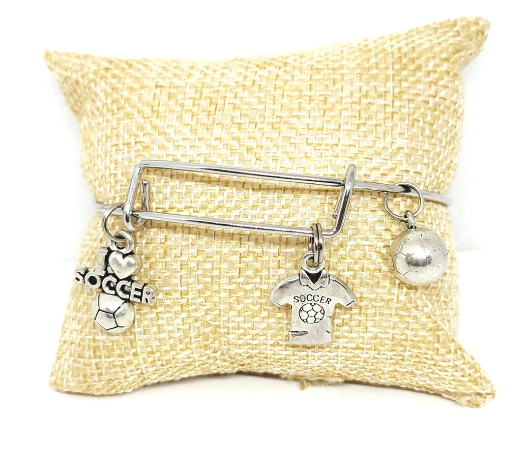 I Love Soccer Bangle Charm Bracelet - Etsy