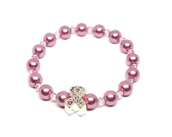 Breast Cancer Awareness-kralen stretch bedelarmband