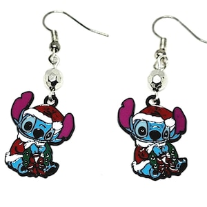Boucles d&#39;oreilles pendantes Père Noël Stitch