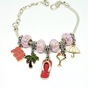 Beach Girl Theme Snake Chain Charm Bracelet