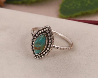 Kingman Turquoise Sterling Silver Ring: Boho Tribal Statement Jewelry