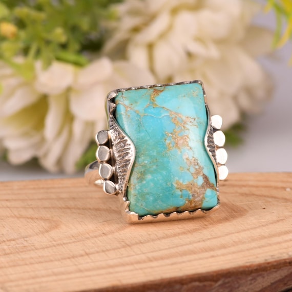 Kingman Turquoise Ring: Chunky Sterling Silver Artisan Ring