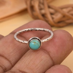 Kingman Turquoise Ring | Bohemian 925 Silver Ring | Birthstone Jewelry Gift | Turquiose Ring | Gift For Mom | Kingman Turquoise Jewelry |