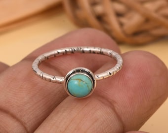 Kingman Turquoise Sterling Silver Ring: Bohemian Gemstone Jewelry