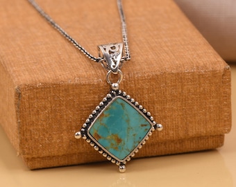 キングマン ターコイズ ペンダント：サウスウェスト スターリング