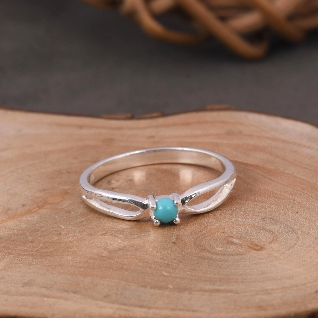 Kingman Turquoise Sterling Silver Stacking Ring - Promise Ring - Etsy