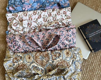 Hand Block Printed Quilted Laptop Sleeve, Floral Cotton Case