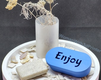 Personalized oval soap dish | Compact travel soap box with name | Gift for women | 3D printed