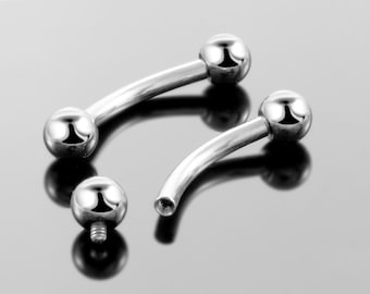 Piercing corporal con barra curva de titanio de 16 g y rosca interna