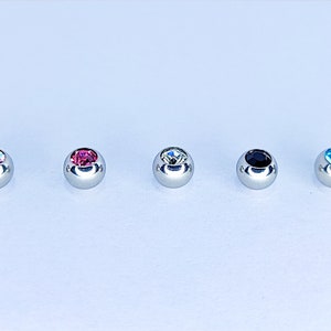 Piercing Gem Balls with CZ Crystal - 2pcs - Externally Threaded Loose Balls for Labrets, Barbells, Curve Bar Body Piercing Attachment