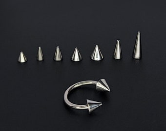 Titanium Spike Septum Ring: 18G 16G 14G Horseshoe Piercing