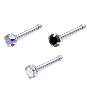 Titanium Nose Bone Stud: 18G CZ Crystal Nostril Piercing