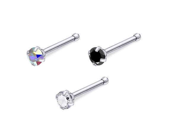 チタン製ノーズボーンスタッド：18G CZクリスタル鼻ピアス - Etsy 日本