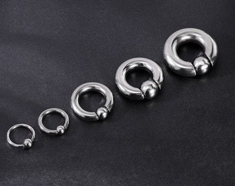 Septum Ball Hoop Anneau Captif, Boule de Fermeture et Boule à Ressort BCR Piercing également pour Jauges d'Oreilles - 18G à 00G Body Piercing Titane