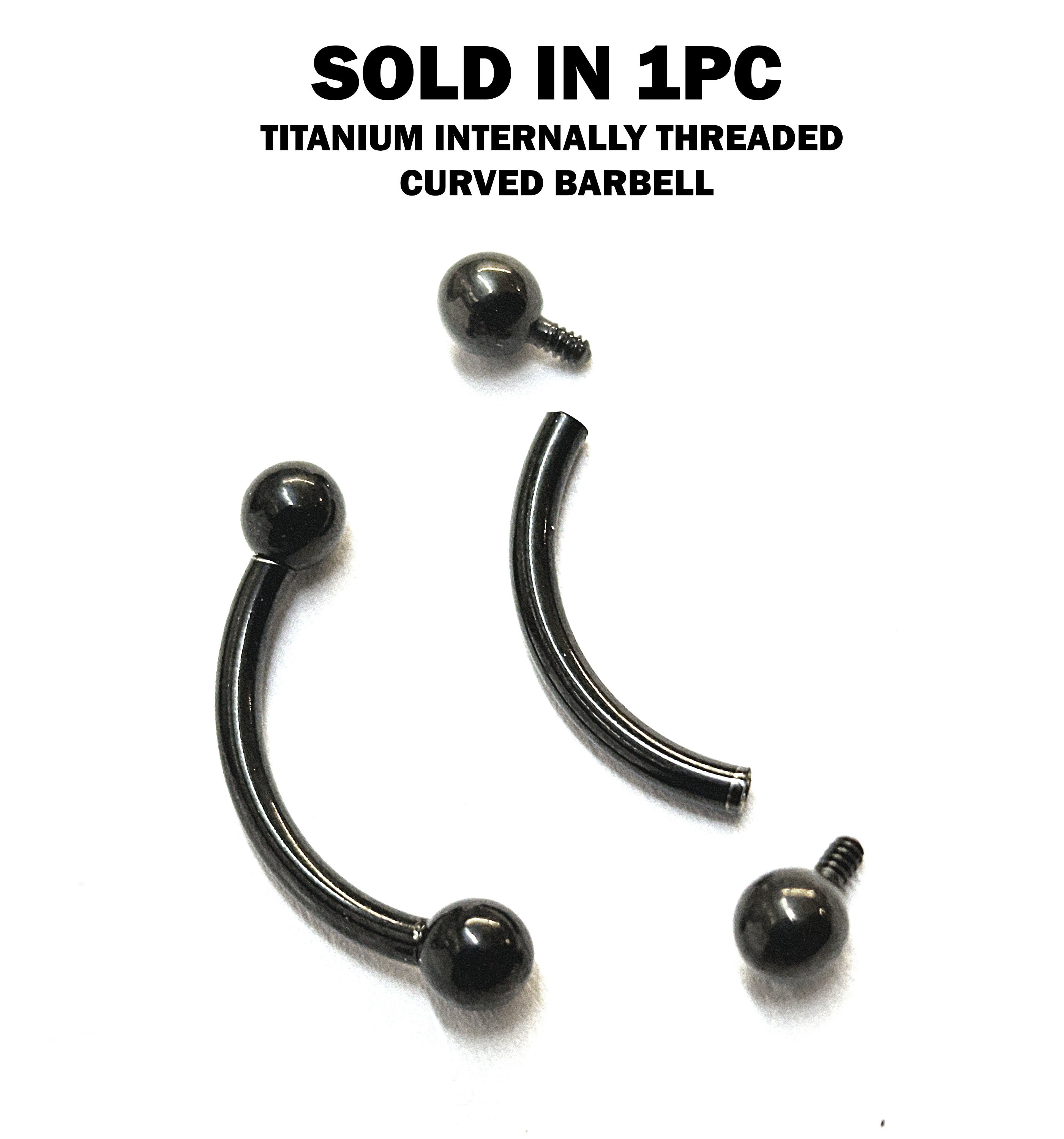 Titanium Black Vertical Labret Piercing 16G 14G Internally