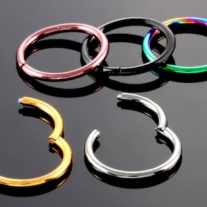Nose Ring Septum Piercing Body Jewelry Clicker Hoops Helix, Lip Ring, Ear Cartilage, Helix 20G 18G 16G 14G 12G 10G 8G Body Piercing Titanium