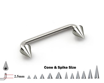Piercing de titanio con punta cónica: implante dérmico de 16 y 14 g