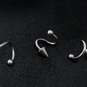 Piercing en espiral de hélice, piercing en el labio con forma de bola, cono o punta, trago, cartílago, torre, piercings para el labio, piercings corporales de titanio de 16 y 14 g