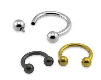 Titanium Internally Threaded Circular Barbell: Septum, Lip, Helix Piercing