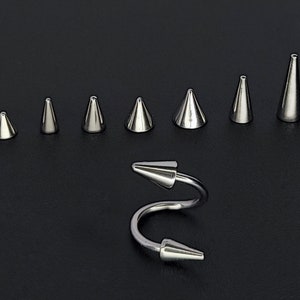 Twisted Spike Helix Piercing - Titan Kegel/Spike 18G 16G 14G Spirale Lippenring, Nasenloch Ring, Bauchring, Augenbrauenring - Benutzerdefinierte Spike Größe