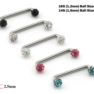 Titanium Surface Piercing with Disco Ball Crystals - 16G 14G Body Jewelry Piercing for Collar, Cleavage, Wrist, Side Ear -  Staple Piercing