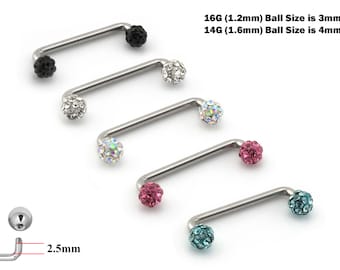 Piercing de superficie de titanio: Joya corporal de cristal con forma de bola de discoteca (16/14 g)