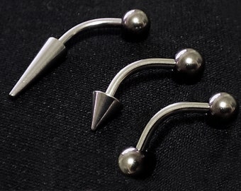Barra curva de titanio: piercing para cejas con punta y bola