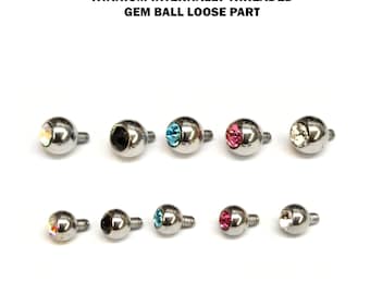 Titanium CZ Gem Piercing Balls (2pcs) - 16g/14g Internally Threaded