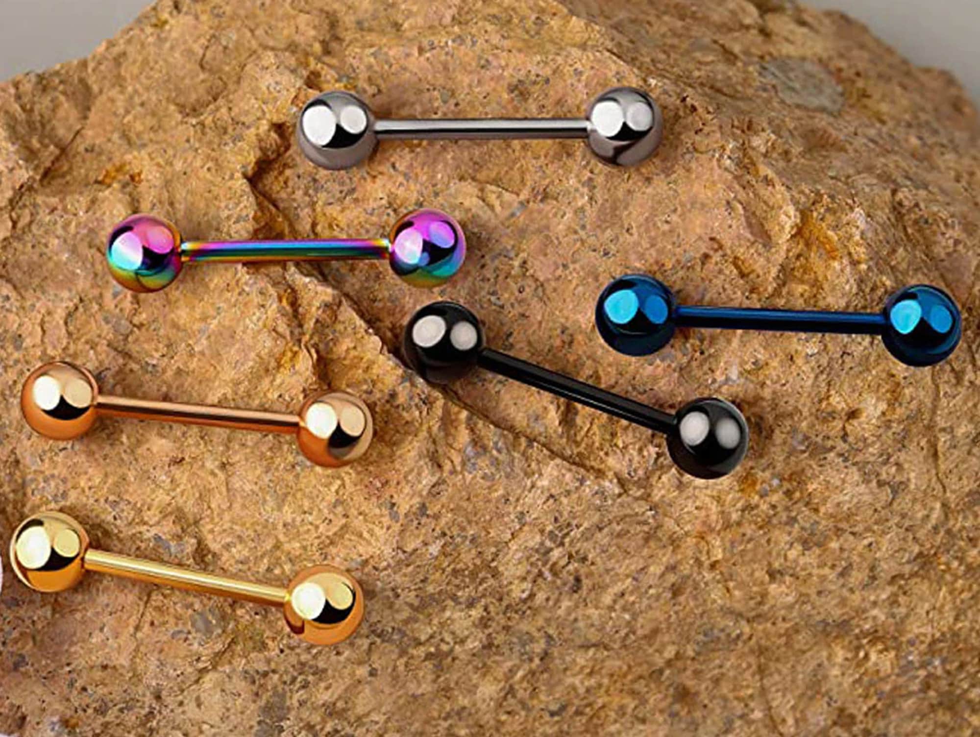 Barre Piercing En Titane Droite - Pour Langue, Tragus, Nipple, Sourcil - Longueurs 19/21/24mm