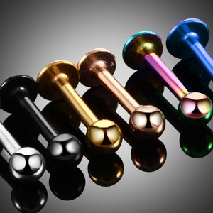 Titanium Labret Stud: 18G-14G Lip, Tragus, Cartilage Piercing