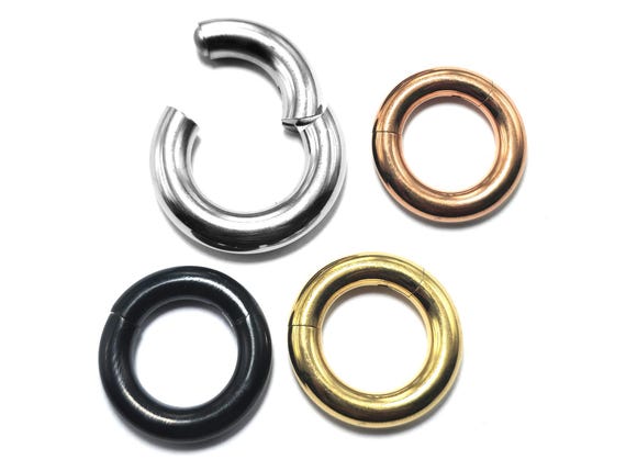 Implant Grade Titanium Clicker Hoop: Prince Albert (PA) Piercing - 12G to 00G - 14K Gold