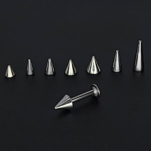 Labret Lip Labret Spike/Cone 18G 16G 14G Lip Jewelry, Tragus, Cartilage, Medusa Stud, Ashley Piercing, Snake Bite - Custom Spike Size