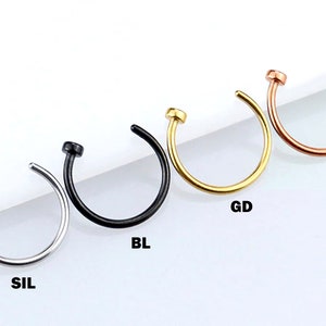 Faux anneau de piercing dans le nez, bijoux de corps de type C, anneau pour les lèvres, anneau pour le nez, piercing 20G / 18G / 16G, titane