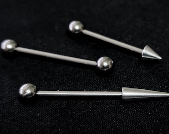 Piercing industrial de titanio con forma de barra: joyería para orejas con forma de púas y bolas