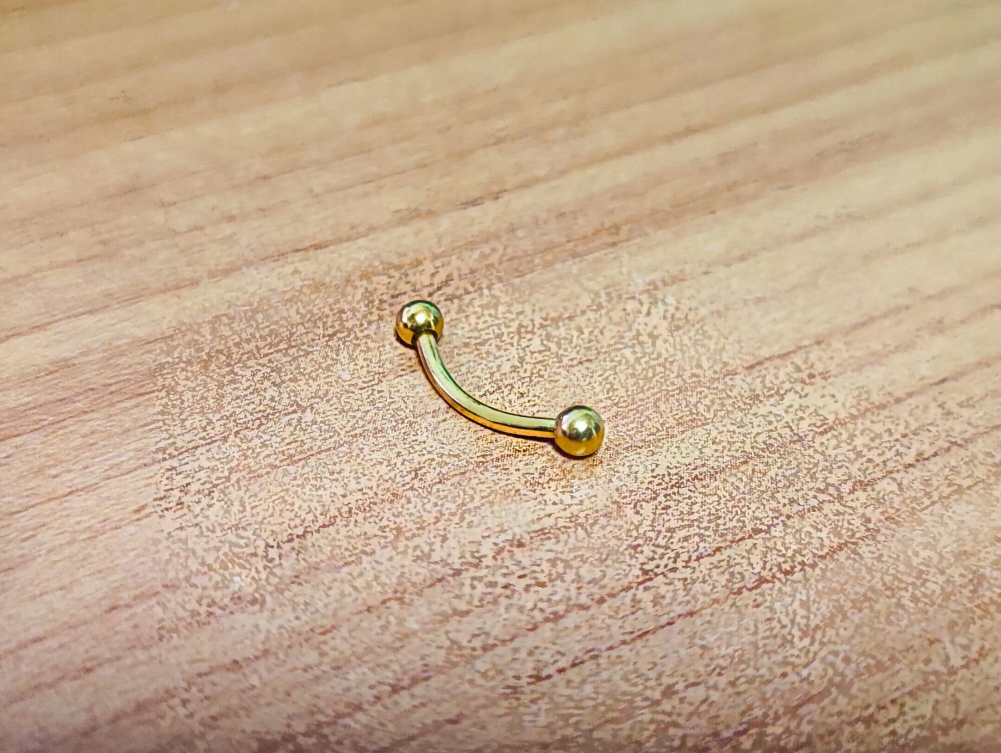 14K Real Gold Curved Barbell, Lip Rings, Eyebrow Piercing, Rook