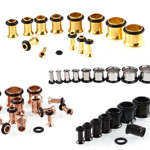 Single Flared Plug Tunnels with Rubber O-ring  - Body Piercing Titanium - Body Jewelry Ear Stretcher, Expander, Stretching Kit
